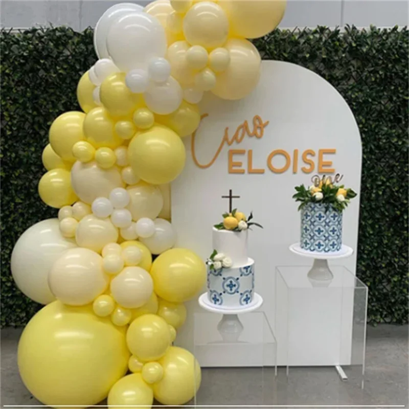 76pcs Pastel Macaron Yellow White Balloon Garland Arch Wedding Baby Shower Birthday Party Backdrop Tape Wall Global Decorations