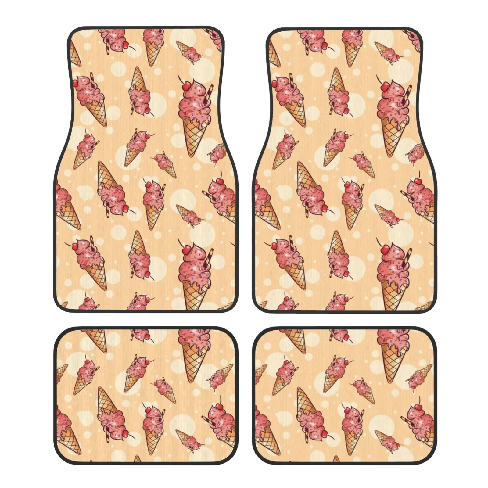 

Girl Style Pink Ice Cream Printed Car Floor Mat Four Piece Set Suitable for All Car Floor Mats and Car Accessories