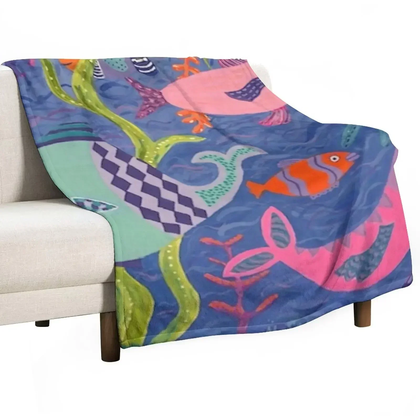 

Tropical FISH Throw Blanket Heavy Plush Sofa Throw Blankets