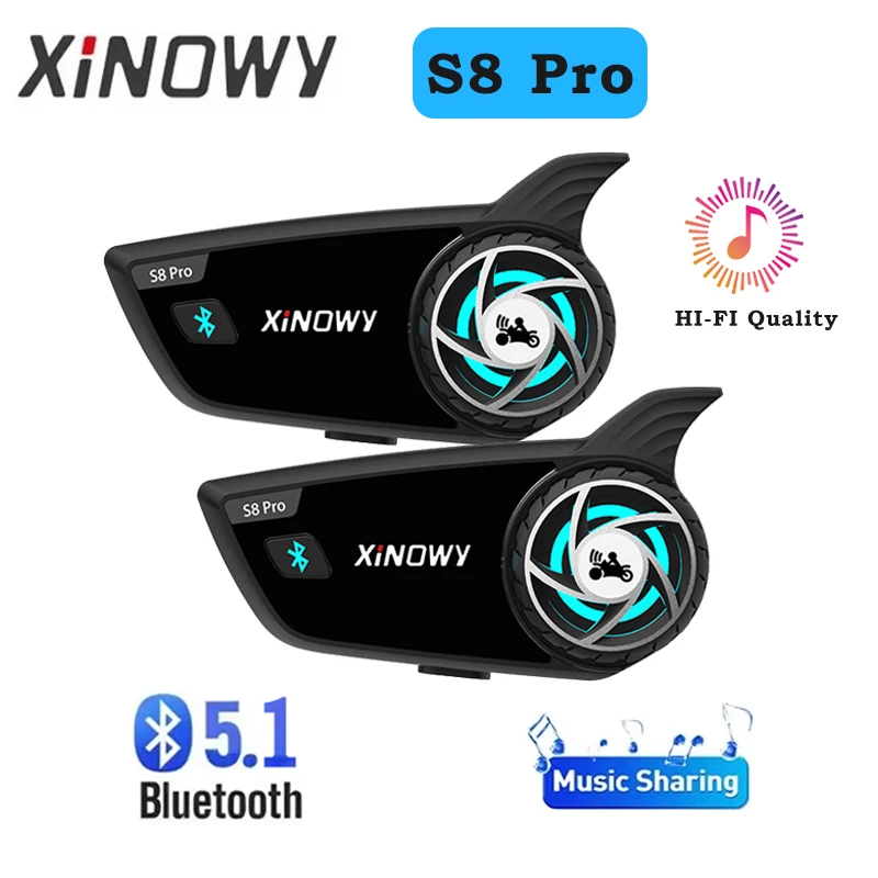 

XiNOWy S8 PRO Motorcycle Helmet Intercom Bluetooth Headset Networking 3.0 IPX6 Waterproof HIFI Music Sharing Noise Reduction