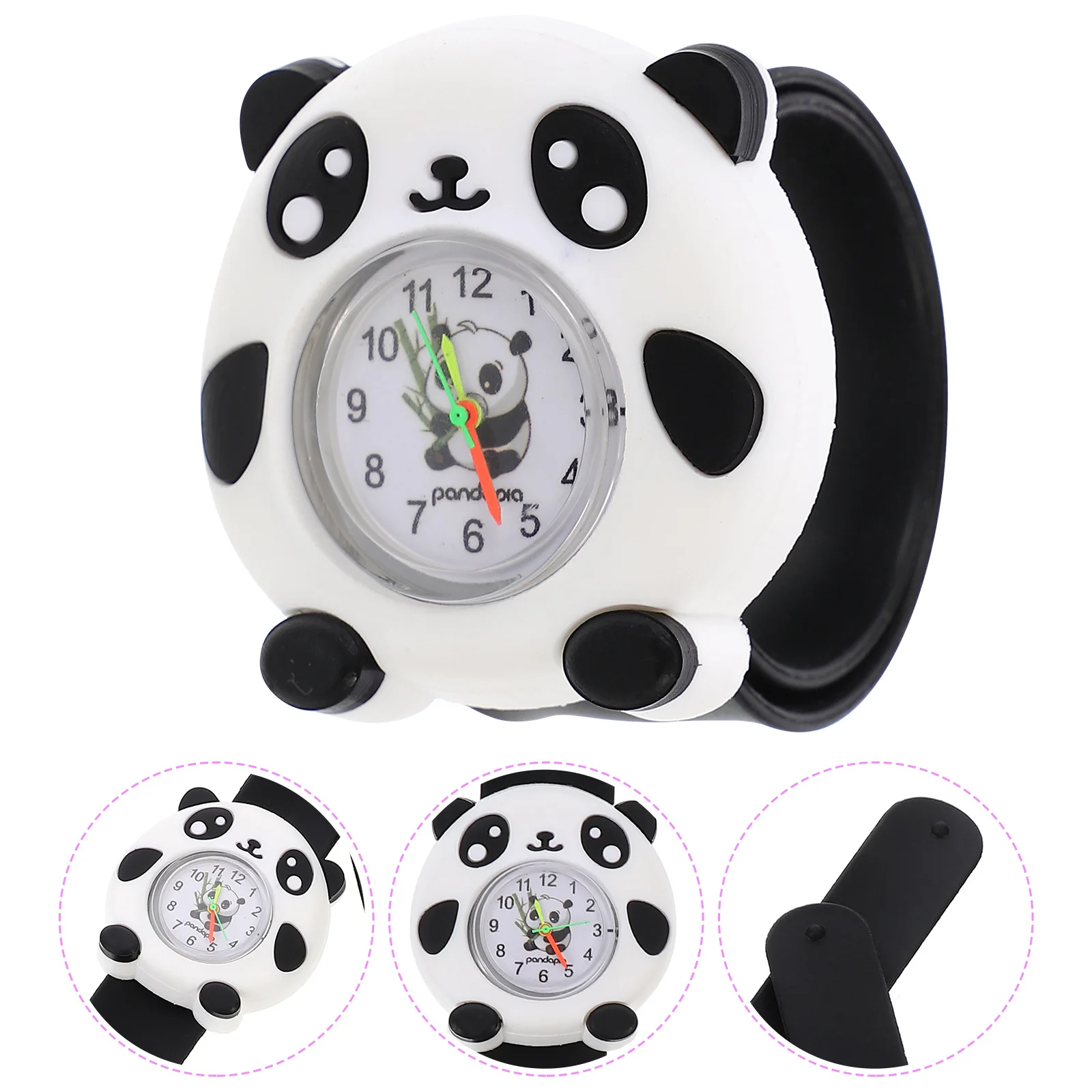 2Pcs Wristwatch Cute Panda Design Silicone Watch for Durable Waterproof Educational Gift for and