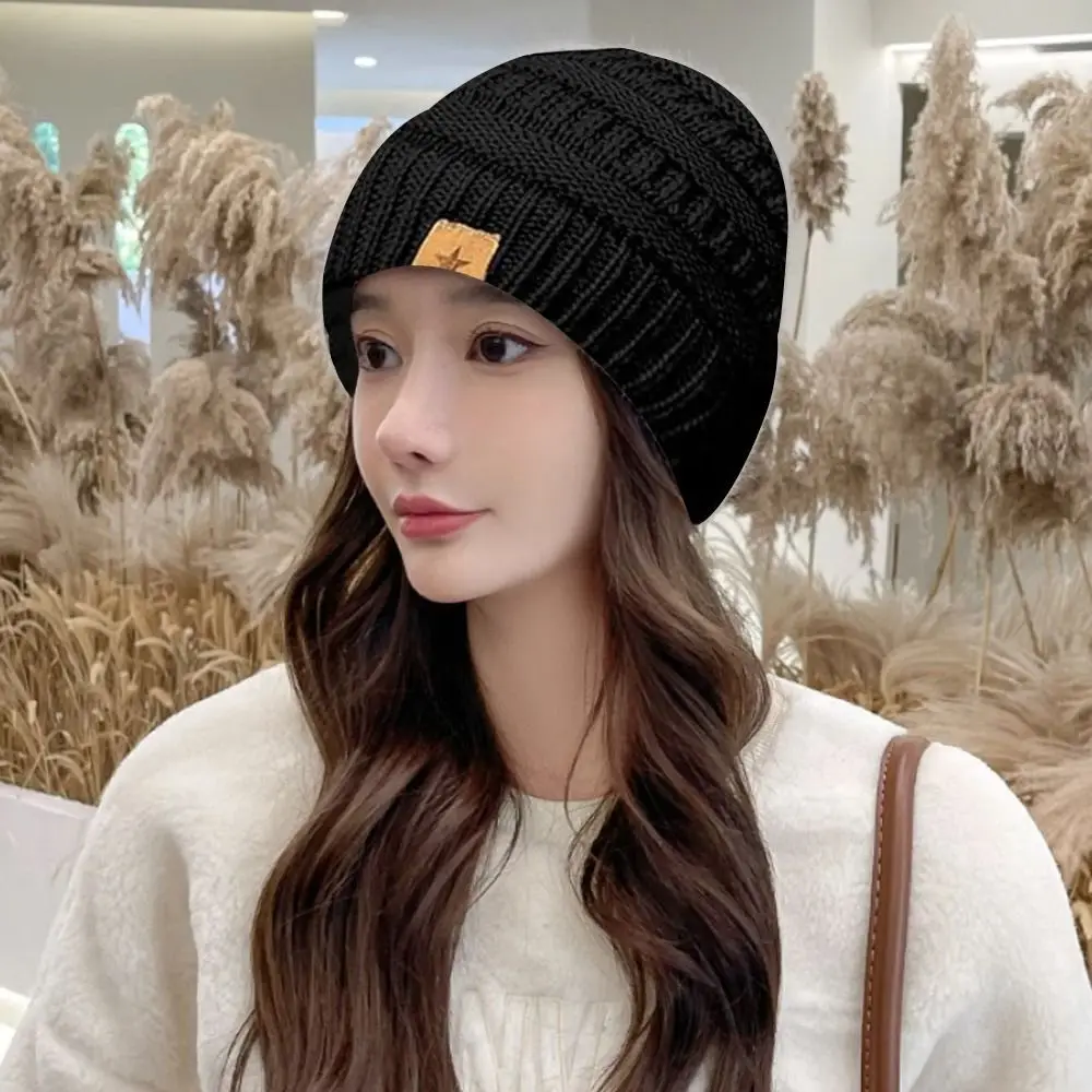 2PCS/Set Winter Beanie Hats Gloves Set Touchscreen Mitten Cold Proof Thicken Women Warm Knitted Hat Ear Protection Windproof Cap