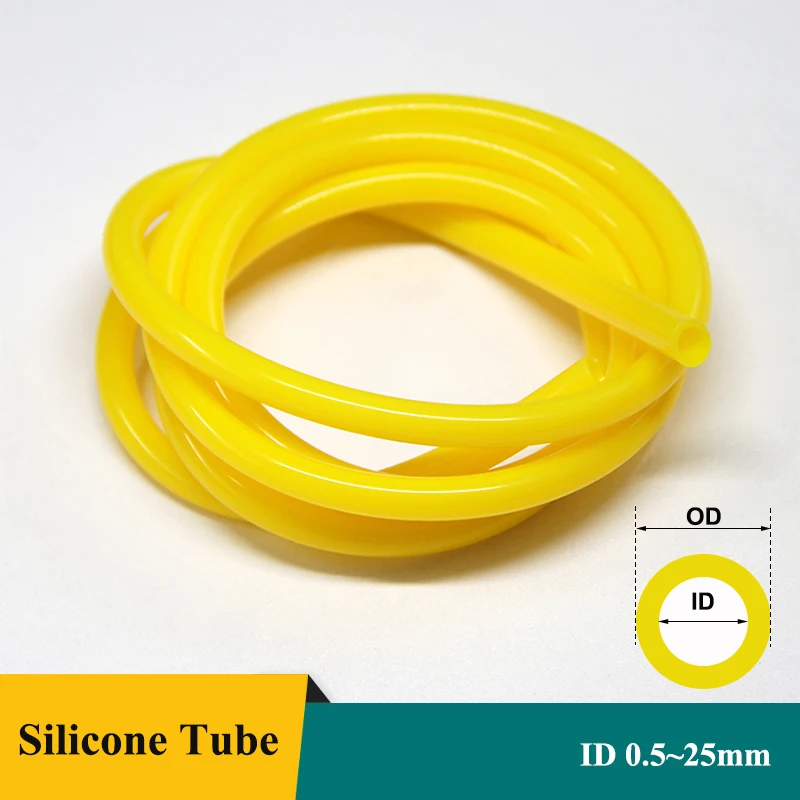 

1/3/5/10M Yellow Food Grade Silicone Rubber Tube ID 0.5~25mm OD 1~31mm Flexible Aquarium Air Water Plumb Garden Watering Hose