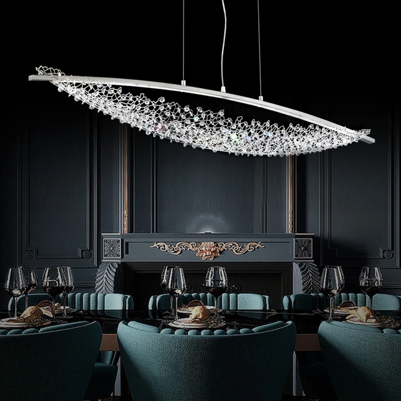 

Nordic Crystal Chandelier Luxury Restaurant Crystal Chandelier Postmodern Stainless Steel Bar Kitchen Home Decoration Lighting