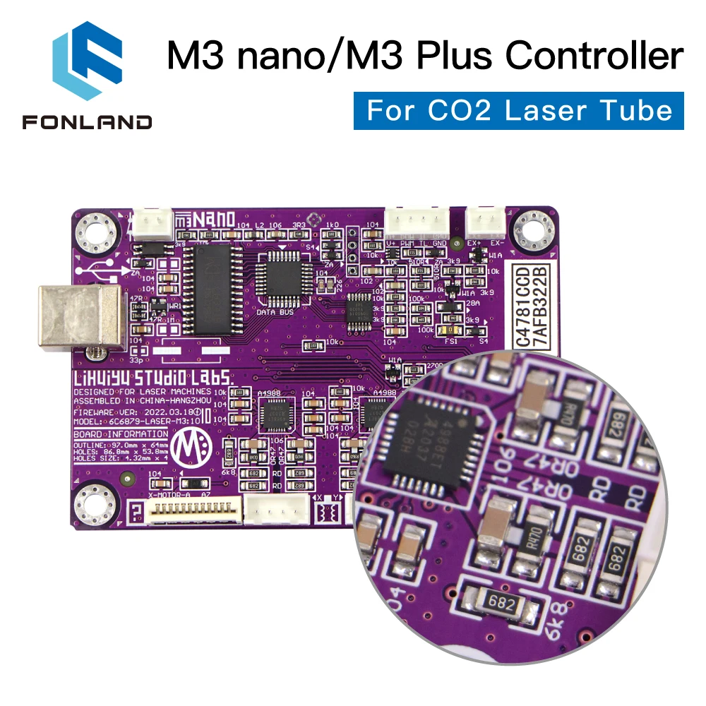 FONLAND LIHUIYU M3 Nano M3 Plus Laser Controller Mother Main Board  CorelDRW Software Key System Engraver Cutter 3020 3040 K40