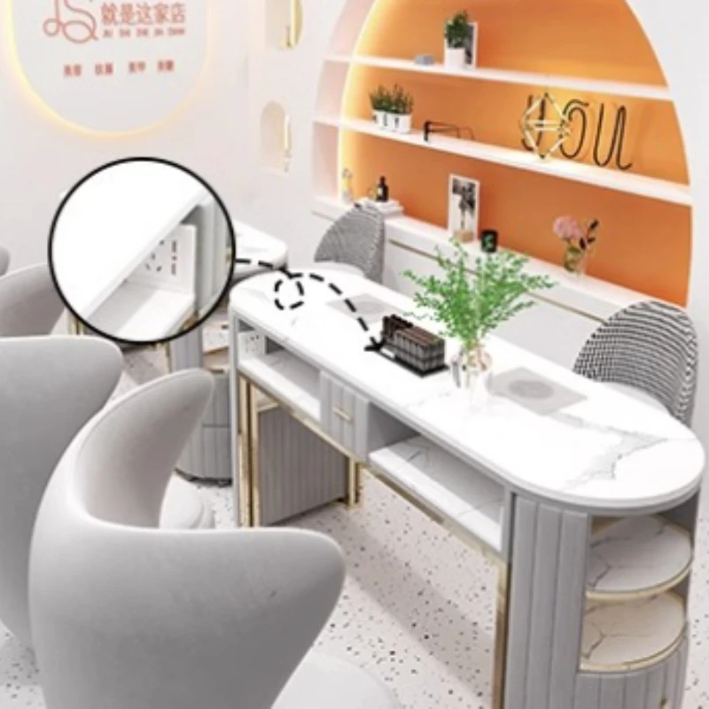 

Scandinavian Rock Slab Manicure Table and Chair Set Nail Salon Tavolo Per Unghie Professionale Commercial Furniture