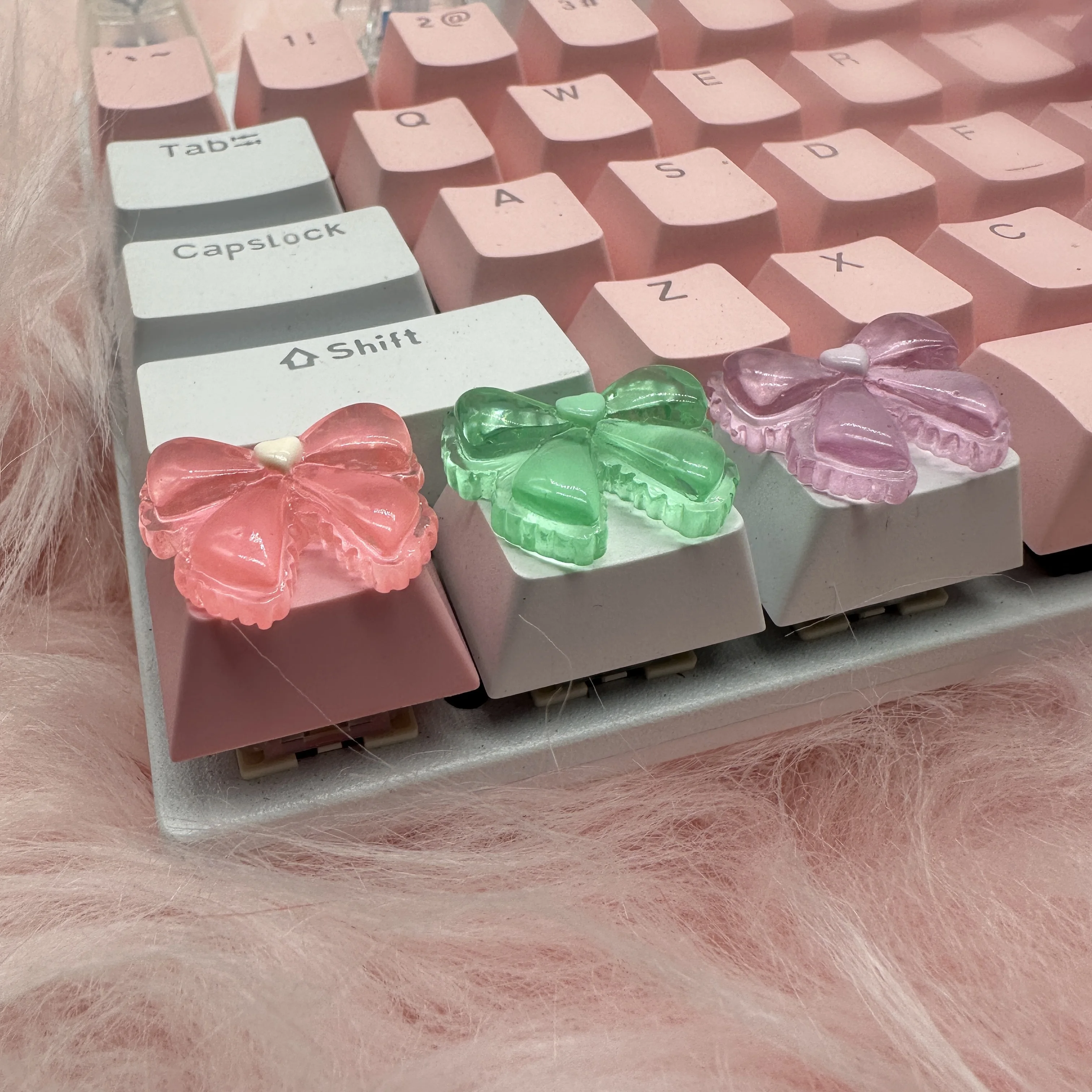 Transparent bow keycap DIY1.25U handmade custom cross axis mechanical keyboard keycap personalized creative keycap