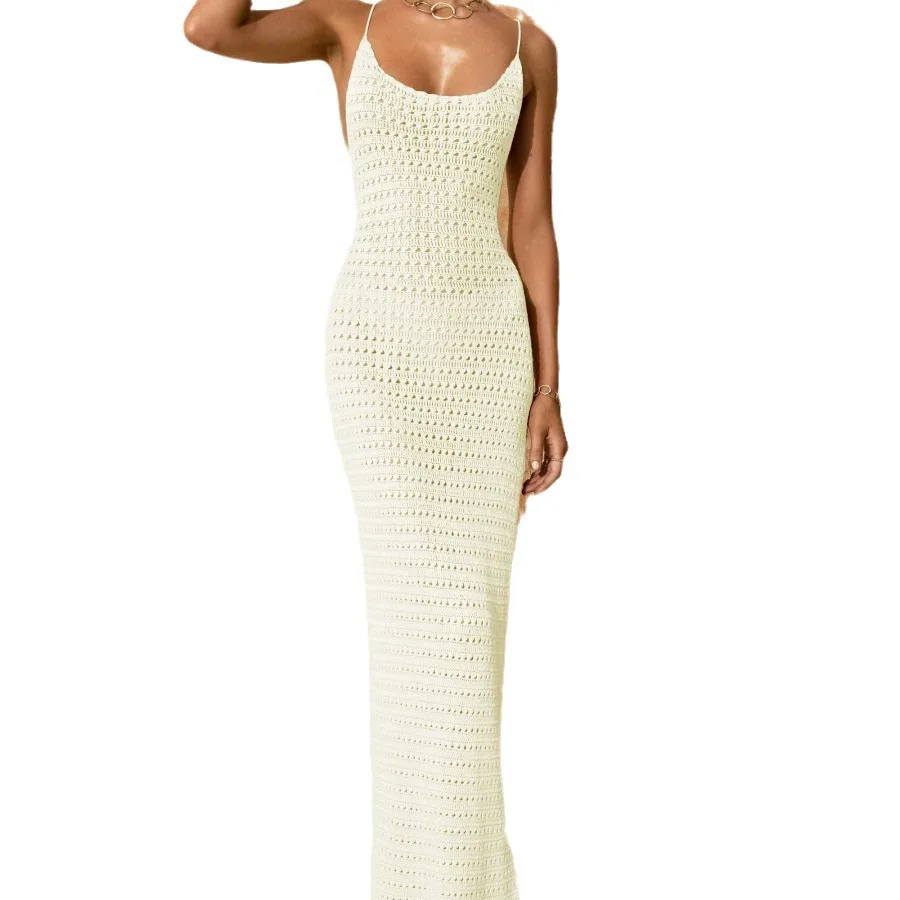 Sexy Knit Cut Out nappa Spaghetti Strap Bodycon Beach Maxi Dress Summer women's Holiday Club Party Outfit costume da bagno Cover Up K10