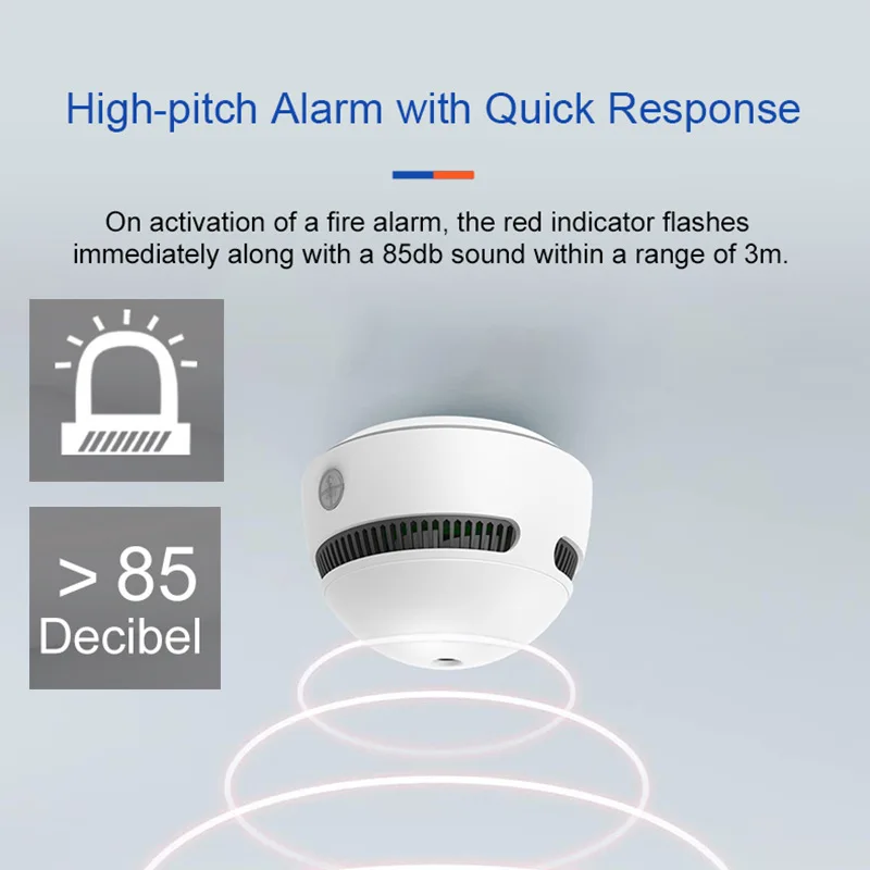 WIFI Smoke Alarm 360 ° Photoelectric Smoke Sensor Tuya Household Smoke Detector Remote Control Fact Monitoring Safety Protection