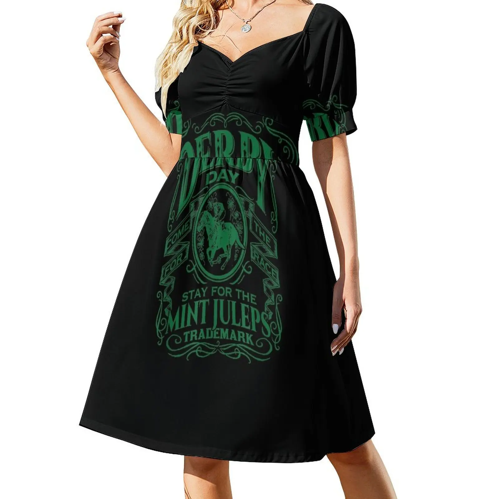 

Funny Derby Day and mint juleps, Kentucky horse racing Short Sleeved Dress beach dress women long dresses Dress