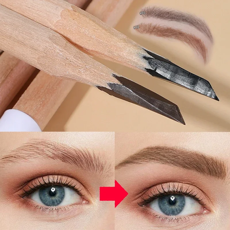 Machete lápiz de cejas de madera dura, Microblading, resistente al agua, pluma de cejas permanente, fácil de aplicar, lápiz potenciador de cejas Natural