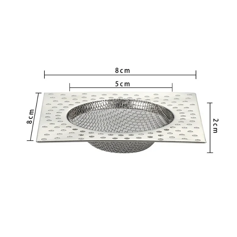 8cm Stainless Steel Floor Square Drain Filter Bathroom Kitchen Drain Filter Hair Catcher Sink Strainer Bathroom Tool Mesh Cover