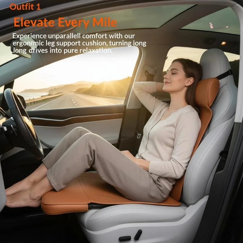 Car Seat Cushion With Leg Support Universal Seat Protection Cover Extension Leg Rest Padding Relieve Fatigue Auto Accessories