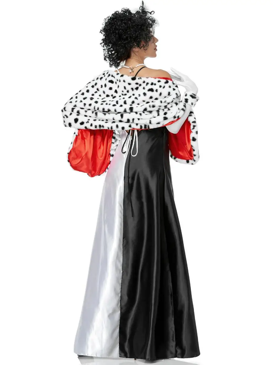 Disfraz de Halloween para mujer, disfraz de escenario actuación de bruja orm, traje de perro con manchas blancas y negras, Material de poliéster, Faion