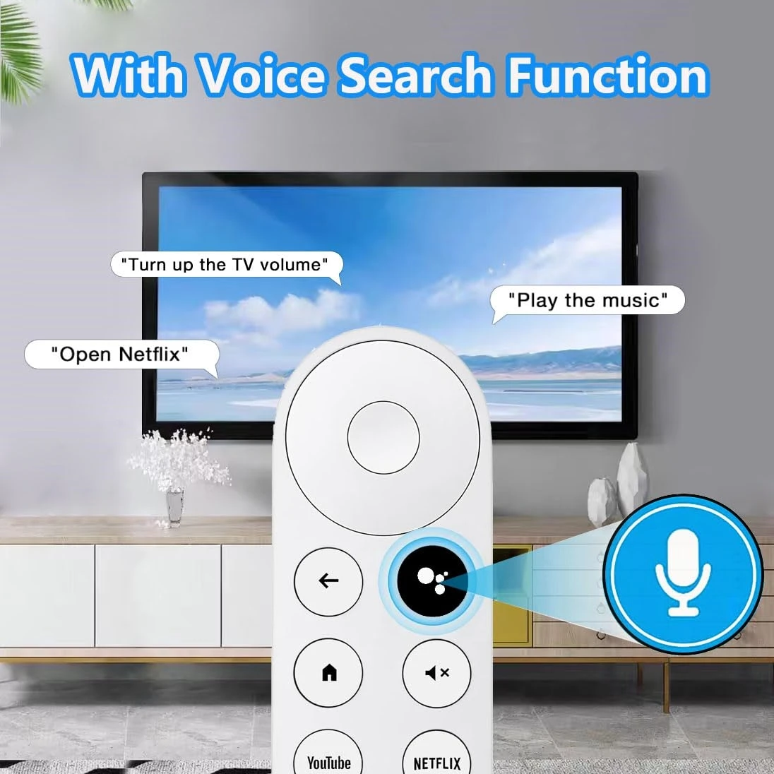 Voice Remote Control for Google Chromecast 4k Snow/HD TV, for G9N9N, GA01409-US, GA01920-US, GA01919-US, GA01923-US, GA02463