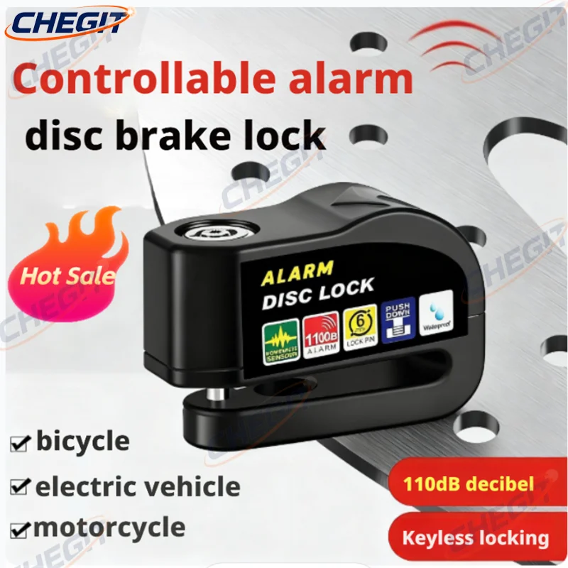 

Motorcycle Bicycle Lock Alarm Safety Protection Padlock Disc Aluminum Alloy Anti-Theft Reminder Rope Lock Bag Motorcycle Access