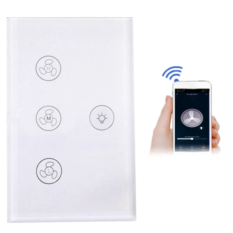 

FEB-WiFi Smart Ceiling Fan Light Lamp Wall Switch Smart Life/Tuya APP Remote Various Speed