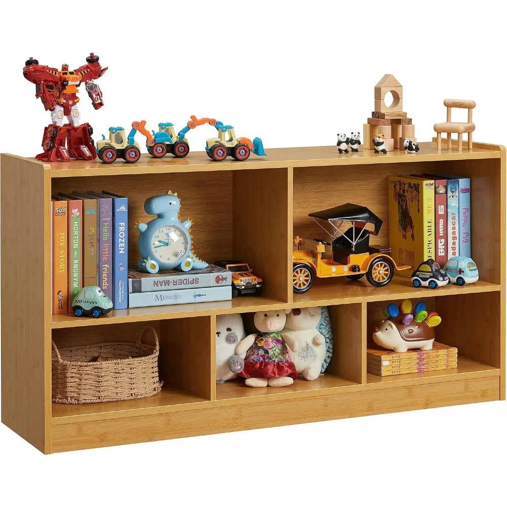 Toy Organizers and Storage, 5-Section Kids Bookshelf for Organizing Books Toys, School Classroom Wooden Storage Cabinet for Chil