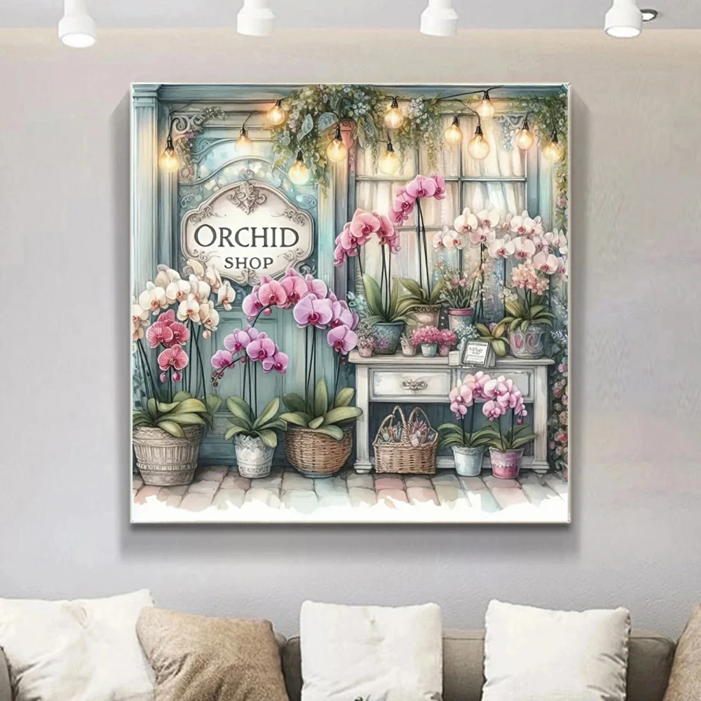 Neue Ankunft Diamant Malerei Handwerk Stickerei Orchidee Shop Landschaft Volle Runde Diamant Mosaik Haus Kits DIY Magen Kind Geschenke