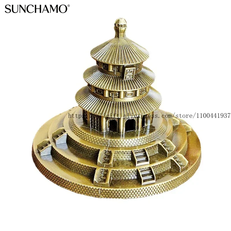الإبداعية معدن سبائك الزنك الحرفية الحلي معبد السماء السياحية تذكارية ديكور المنزل النمط المعماري 15x15x12 سنتيمتر 1 قطعة #6