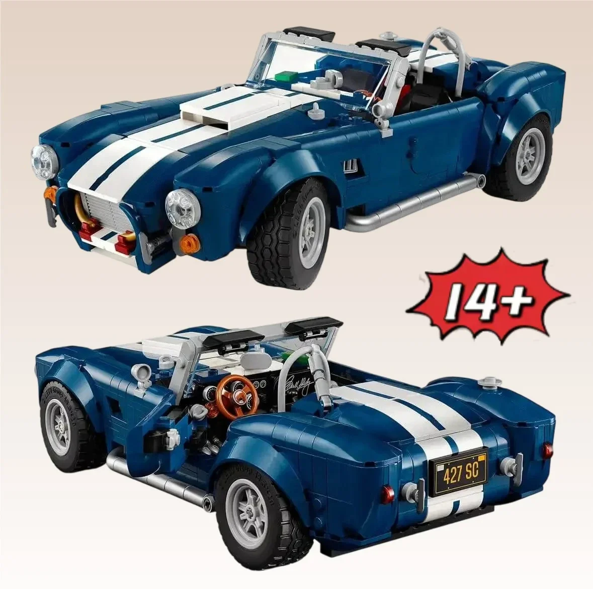 

НОВЫЙ 2025 FIT 10357 Classic Cobra 427 S C Гоночный спортивный автомобиль Строительные блоки Сборка Кирпичи Игрушечная модель Рождественские подарки на день рождения