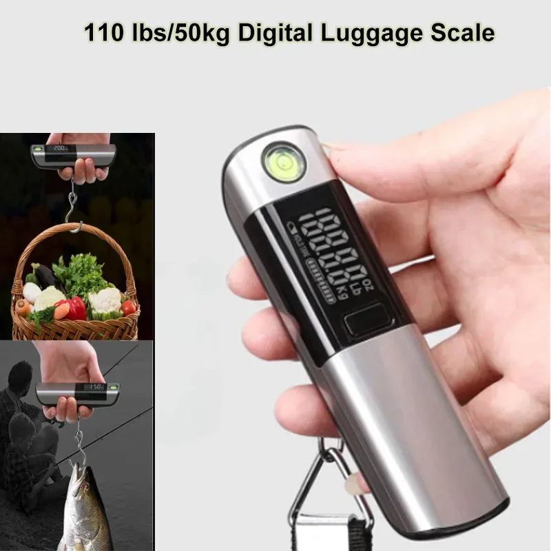 Portable LCD Digital Luggage Scale Hanging Scale Travel Weighs Scale With Tape Measure Home Multifunctional Electronic Scale