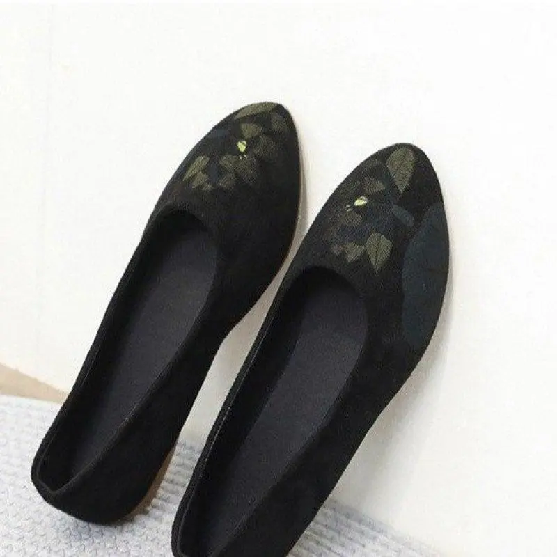 

NEW Vintage Embroidered Women's Flats Flower Slip on Cotton Fabric Linen Comfortable Old Peking Ballerina 2024 Shoes Feminino