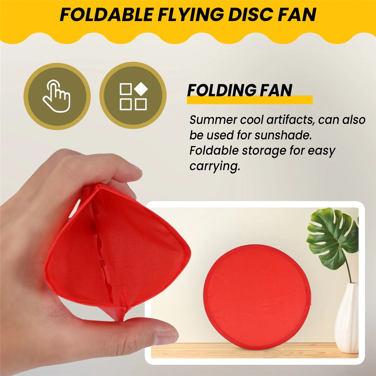 

MHWY Складной круглый веер-красный