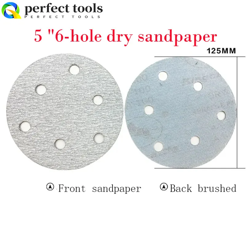 

50Pcs 5Inch 125mm Round Sandpaper Six Hole Sanding Disk Set 80-400 Hook & Loop Abrasive Sander Paper Use For Car Polishing T