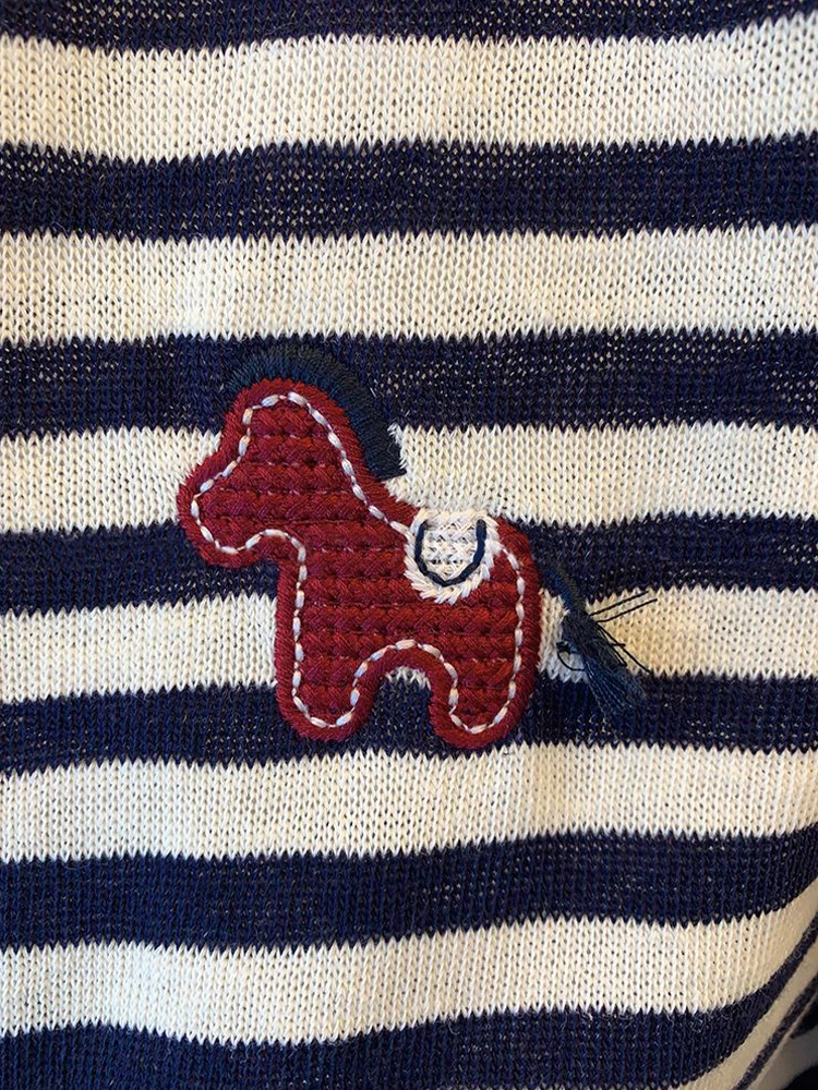 

Retro Hong Kong Sle Casual Striped Patchwork round Ne Long Sve T-irt Women's Loose Fit Autumn Faion Slimming Top