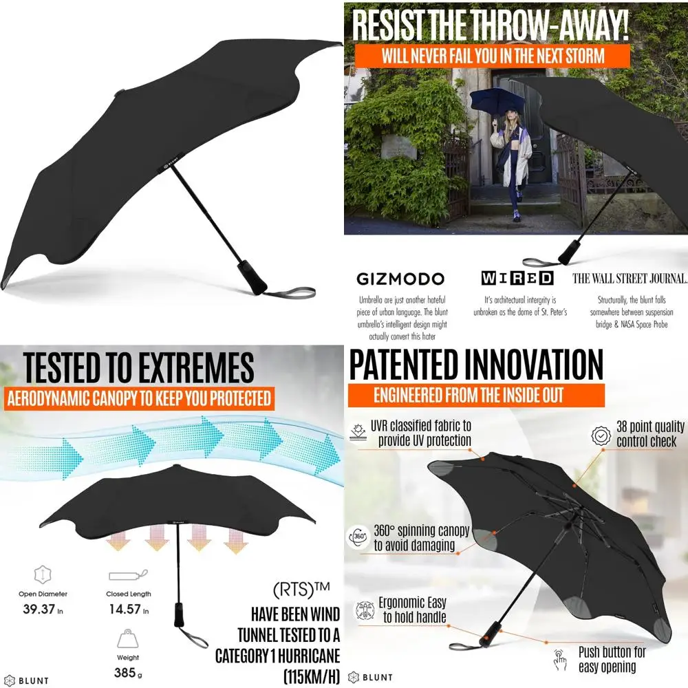 

Compact Windproof Travel Umbrella - 39 Heavy Duty, UV Protection, Portable Rain and Wind Shelter