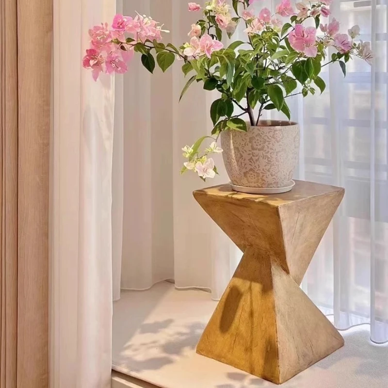 Minimalist Magnesium Oxide Coffee Table Living Room Imitation Wood Grain Side Tables Creative Bedroom Nightstand Home Furniture
