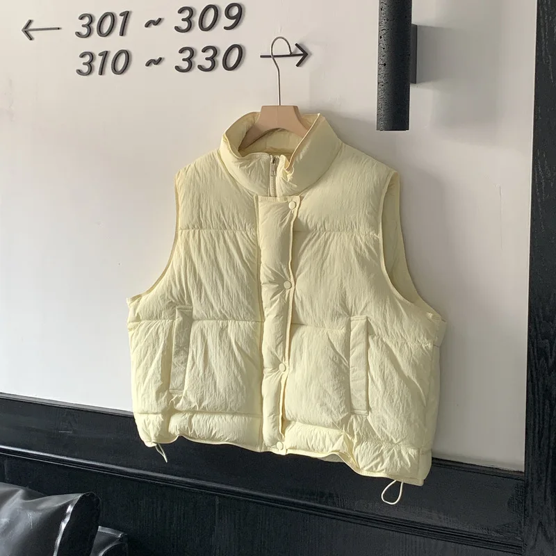 Women Parkas Solid Vest Coat  Zipper Button Pocket Stand Collar Straight Thick Sleeveless Loose Office Lady Casual Winter 2025