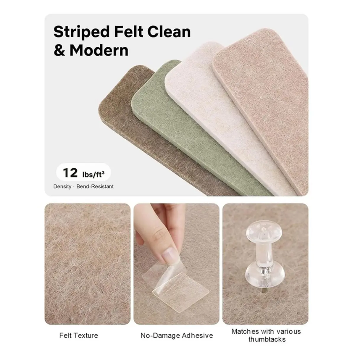 AB09 Small Cork Bulletin Board Tiles for Message Center, Felt Wall Decor, Desk Accessories and Home Workplace Essentials