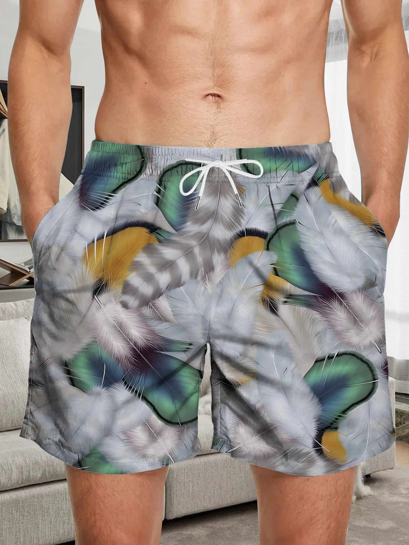 

Travel Beach Board Shorts Men Full Digital Print Quick Dry Lightweight Trousers