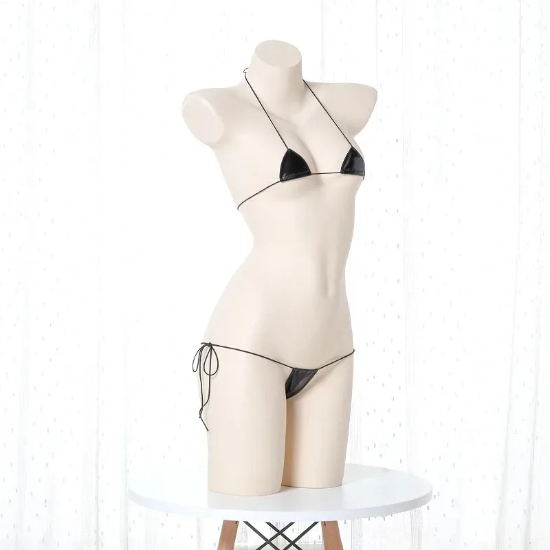 Letnia plaża damska mikro mini bikini zestaw damska seksowna bielizna pokusa skórzany sznurowany biustonosz strój kostiumy Cosplay strój kąpielowy