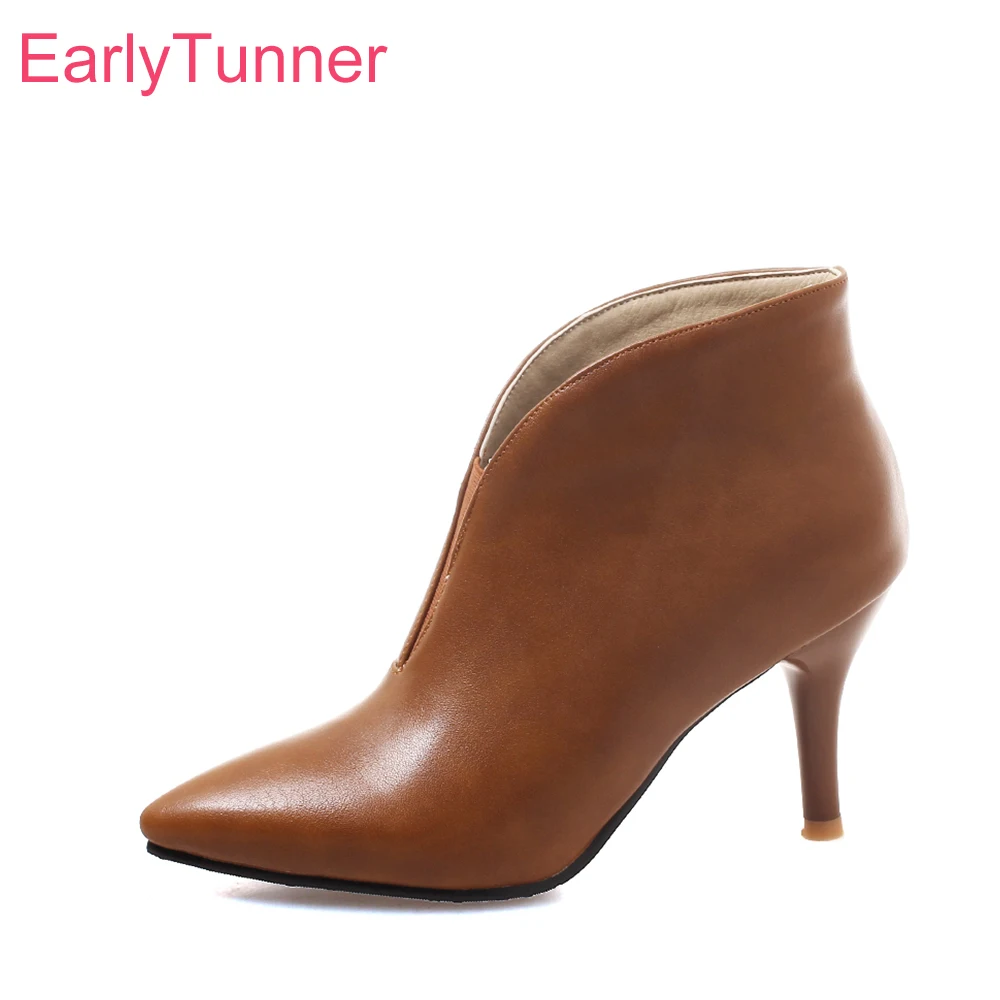 

Spring New Fashion Black Yellow Women Ankle Boots Sexy High Stiletto Heels Lady Party Shoes Plus Small Big Size 12 32 43 45 48