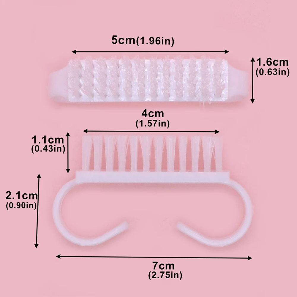 10 pçs branco pequeno ângulo lidar com escova de unhas limpeza em pó remover poeira manicure suprimentos acrílico escova da arte do prego acessórios do prego