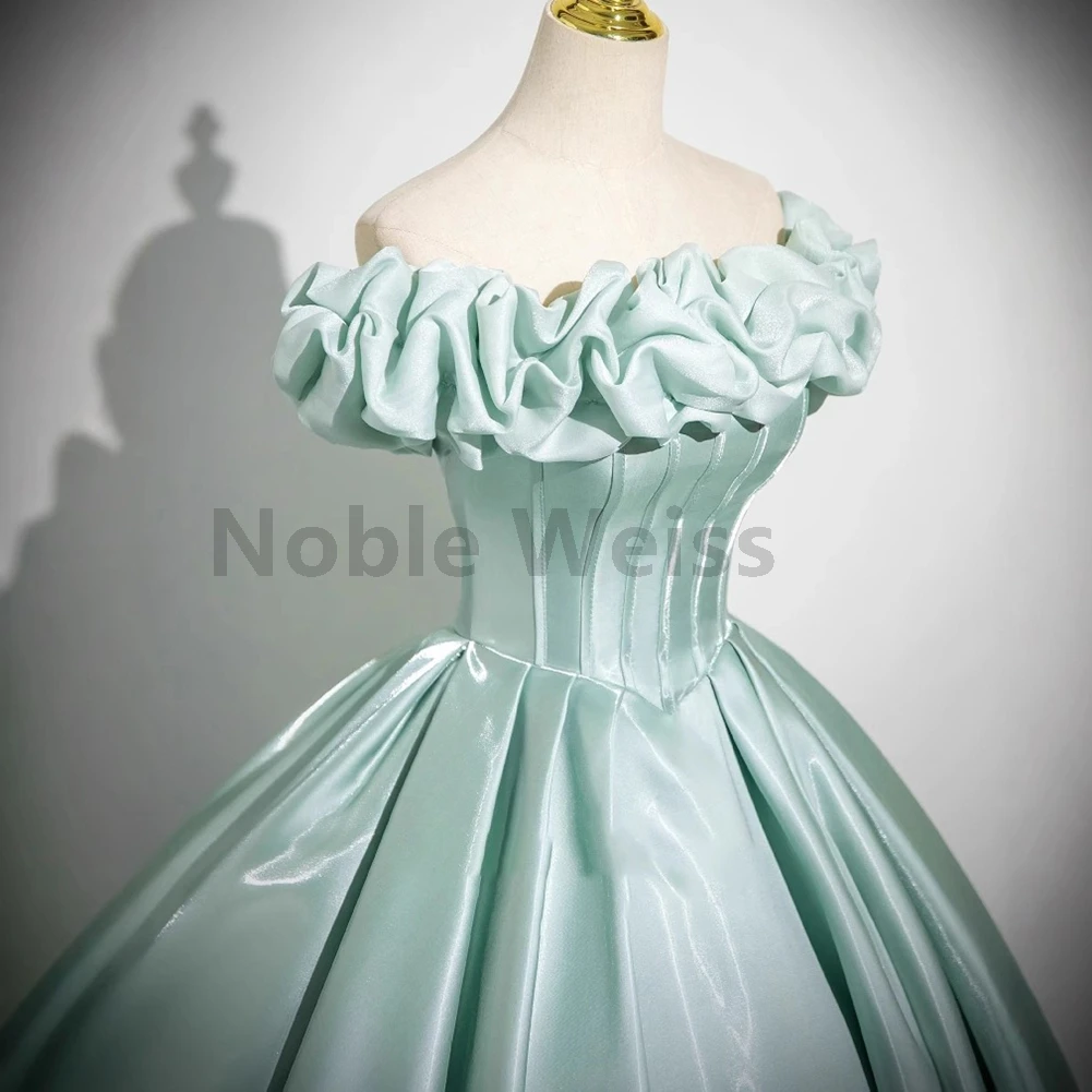 فساتين Quinceanera بدون أكتاف بطول الأرض من الأورجانزا على شكل حرف A فستان سهرة أنيق للنساء حسب الطلب