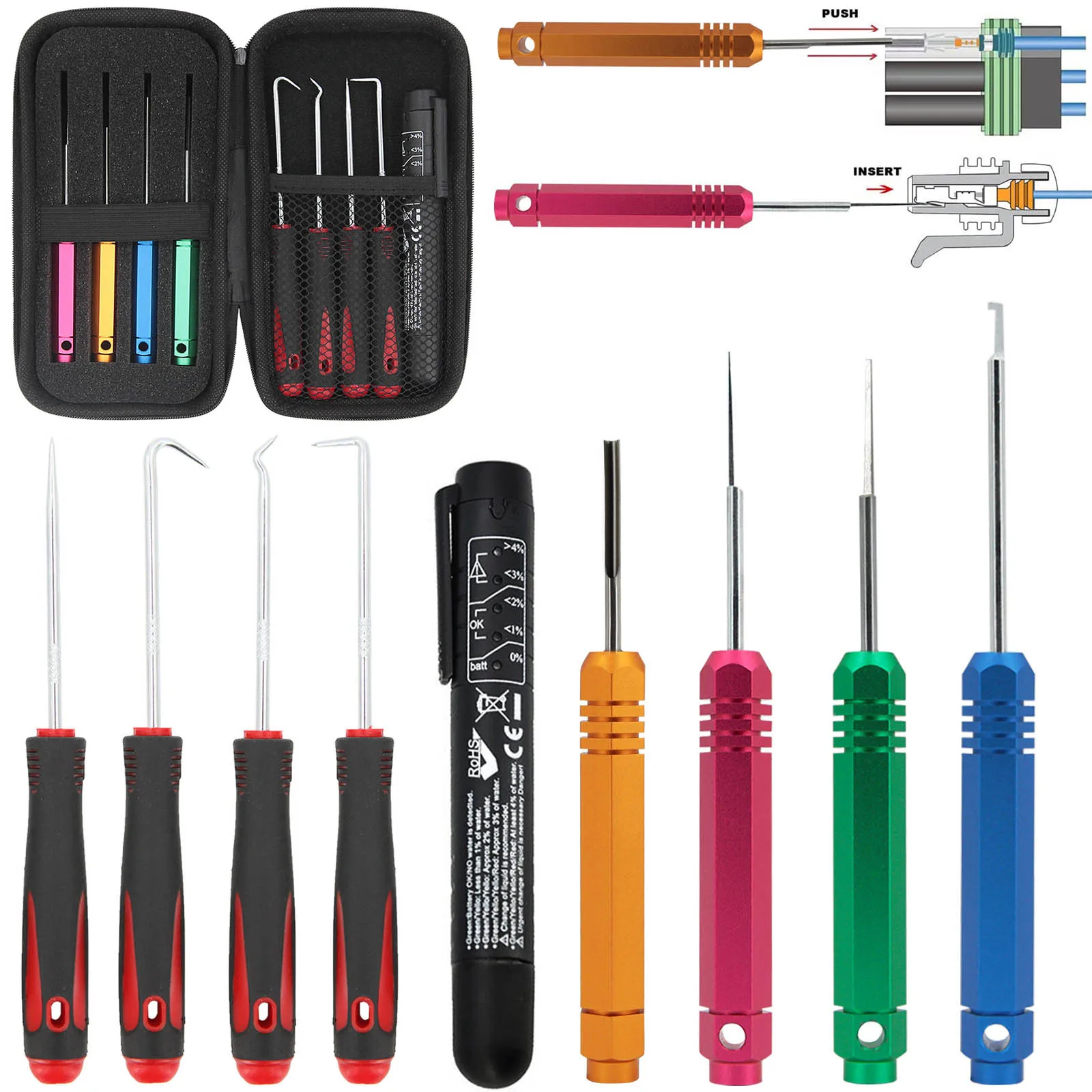 Pin Removal Tool KIT for Weather Pack Metri Pack Series Connector Harness Terminals and Crimp Pin Electrical Extractor Depinning