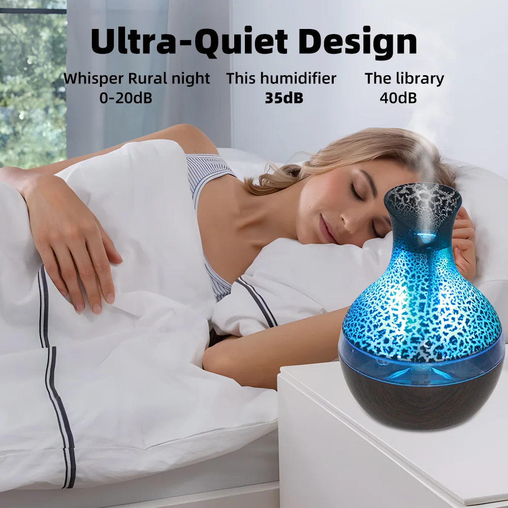 مرطب USB فائق الهدوء 300 مل، 7 أضواء LED ملونة، موزع زيوت عطرية مع جهاز تحكم عن بعد وزيتين للمنزل والمكتب