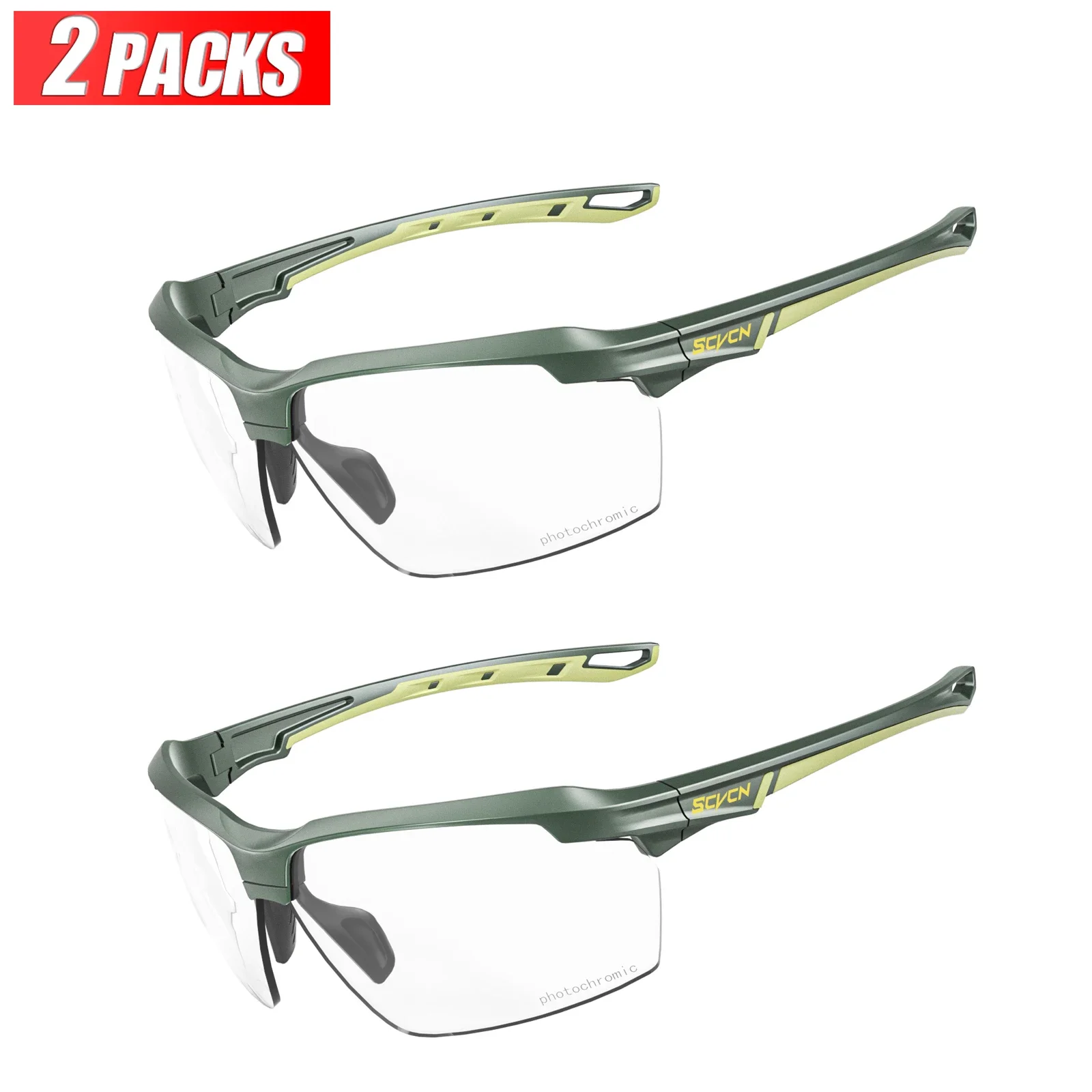 3PACKS SCVCN Photochrome Radfahren Sonnenbrille Gläser Fahrrad MTB Fahrrad Wandern Golf UV400 Sportbrille für Männer Frauen Baseball 4