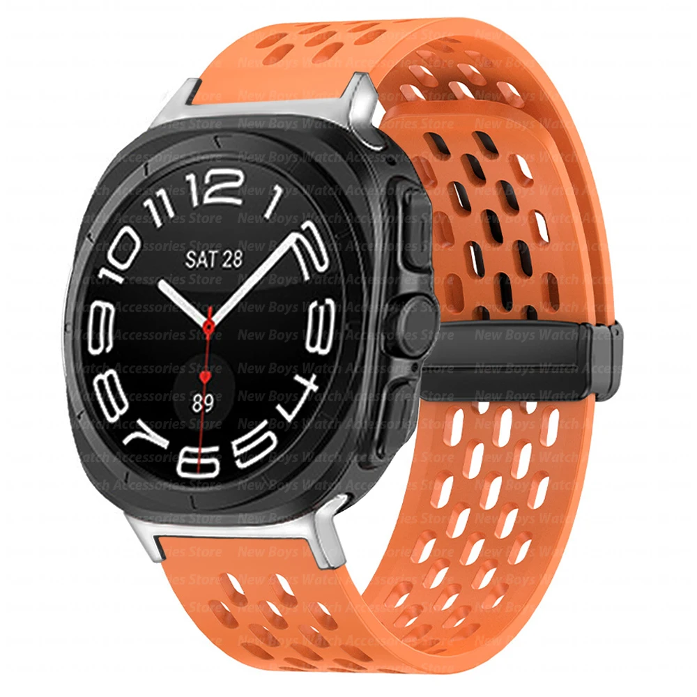 سوار رياضي من السيليكون لساعة سامسونج جالاكسي ، حزام مغناطيسي ، بدون ثغرات سوار ذو نهاية منحنية ، 47