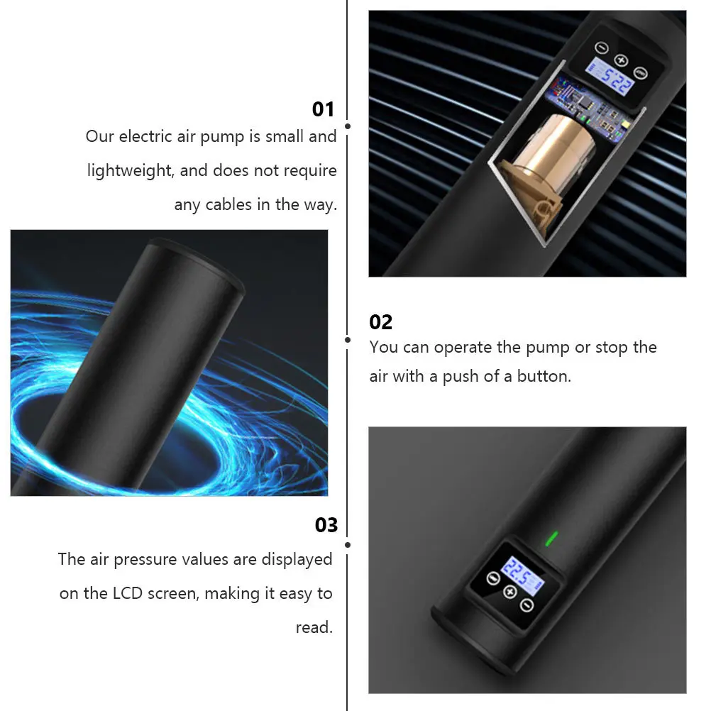 

Portable Electric Air Pump Tire Inflator With Lcd Display Wireless Operated Car Bike Tire Pump Fast Inflation For Tires