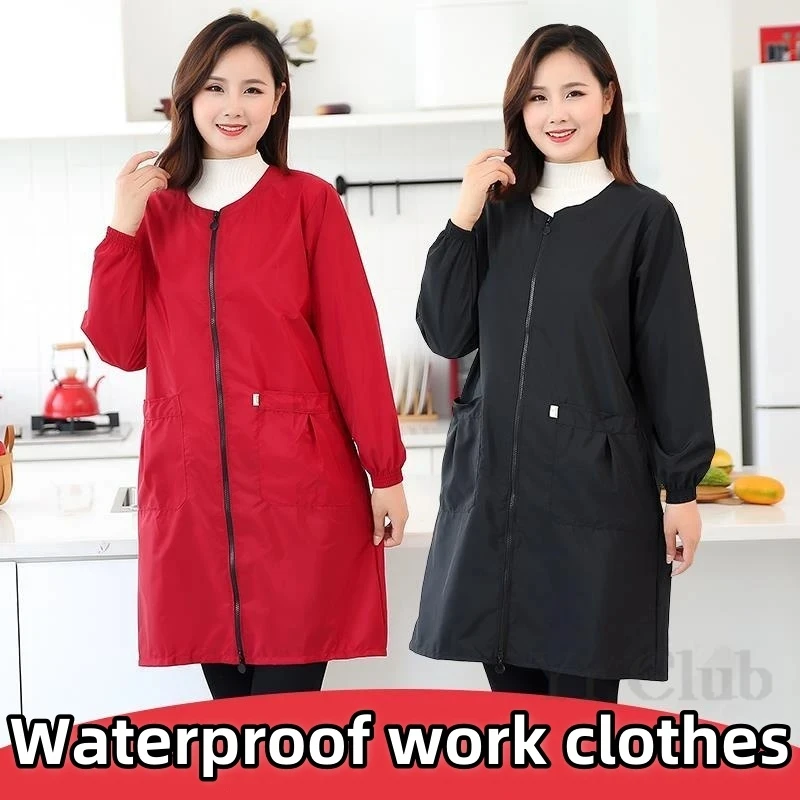 Women's Long Sleeved Waterproof And Oil Resistant Fabric Kitchen And Home Jackets Work Clothes Long Sleeved Pet Clothing