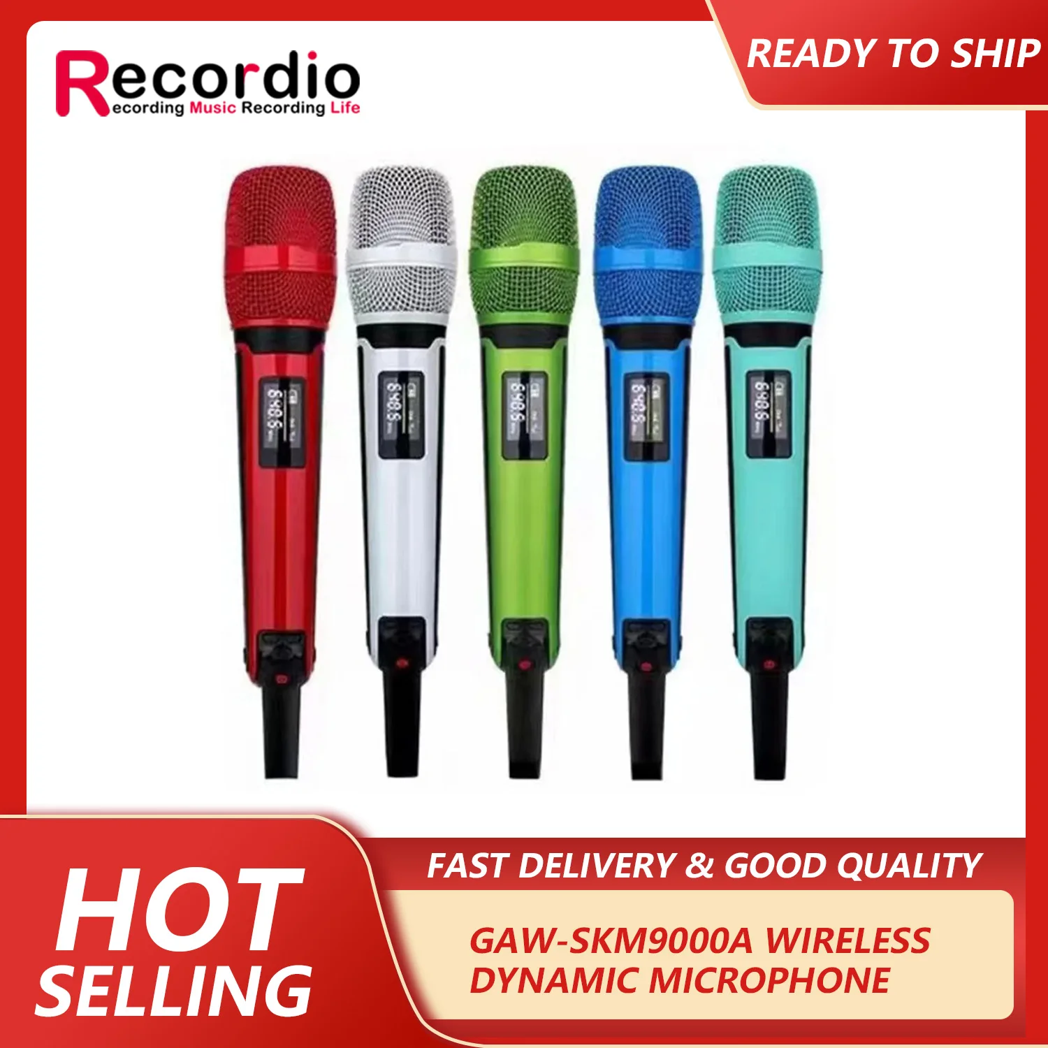 GAW-SKM9000A Oplaadbare draadloze dynamische handheld vocale karaokemicrofoon Professionele microfoon