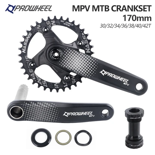 PROWHEEL-platos y bielas MPV para bicicleta de montaña, brazos de manivela Hollowtech, bielas integradas para bicicleta de montaña, 104 Bcd 32/34/36T