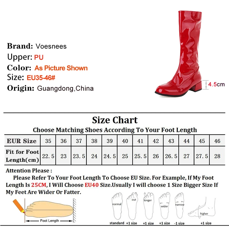 2025 Autumn Winter Red Women's Knight Boots Block Heels 4.5cm Side Zipper Soft Patent Leather Shoes Round Head Ladies Long Boots
