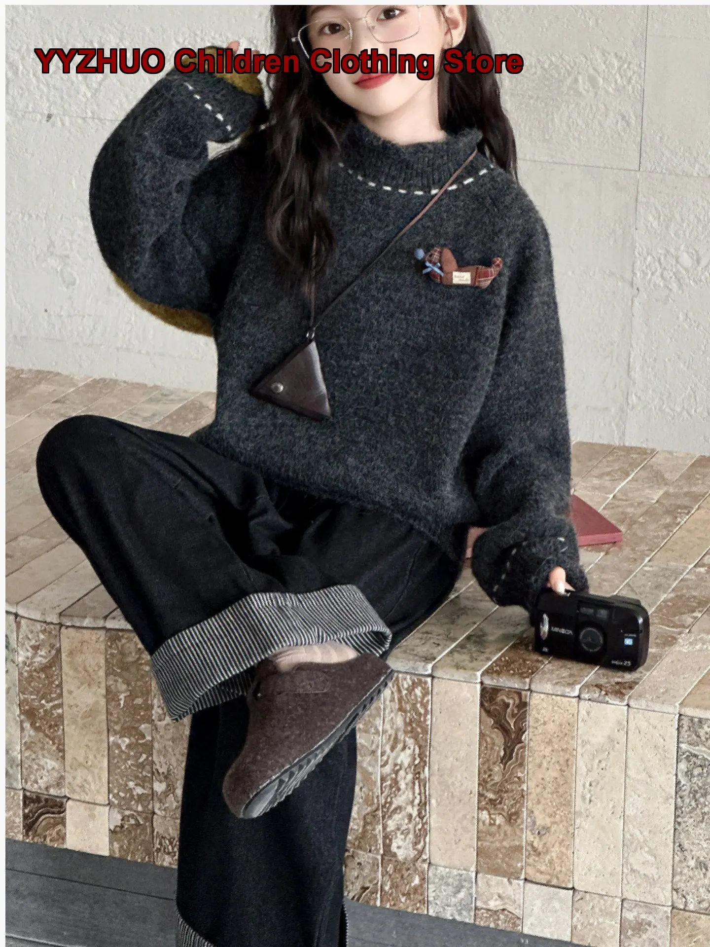 Girls Autumn Winter 2026 Stylish Knit Base Layer Top Older Kids Cute