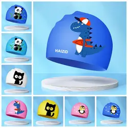 Lightweight Waterproof Children Swimming Cap Silicone Cartoon Kid Swimming Hat Protect Ears Animal Bathing Hats Cap Swiming Pool